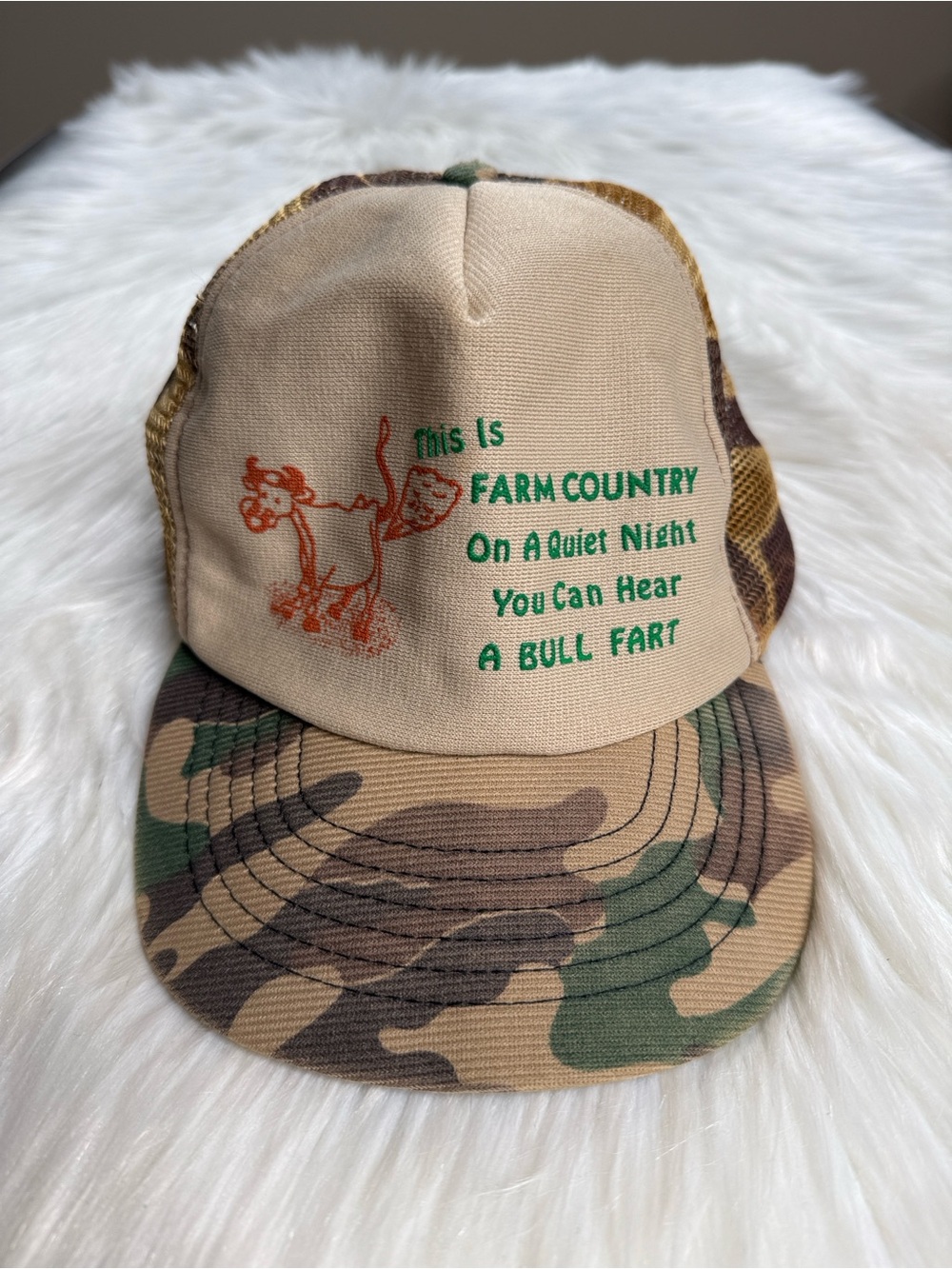Retro Camo Print Farm Country Trucker Hat